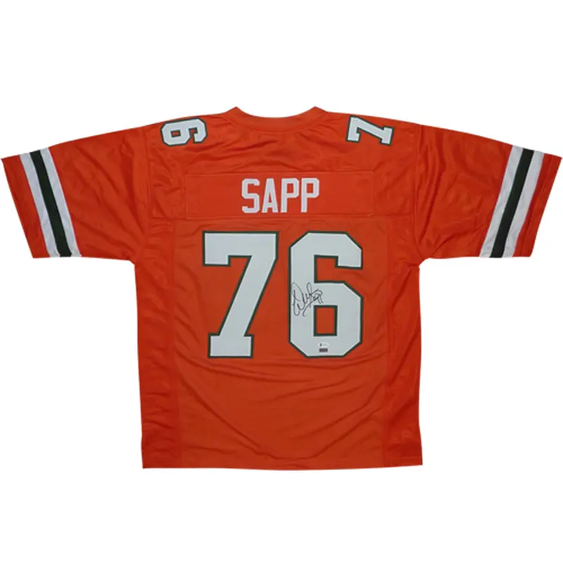 Warren Sapp Autographed Miami Hurricanes (Orange #76) Custom Jersey - Beckett