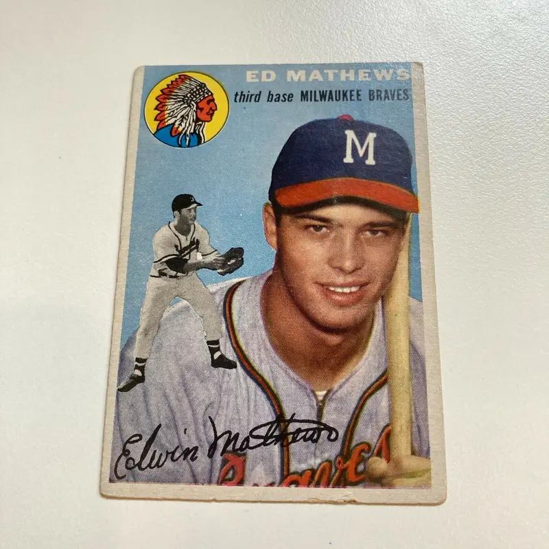 1954 Topps Eddie Mathews Baseball Card #30