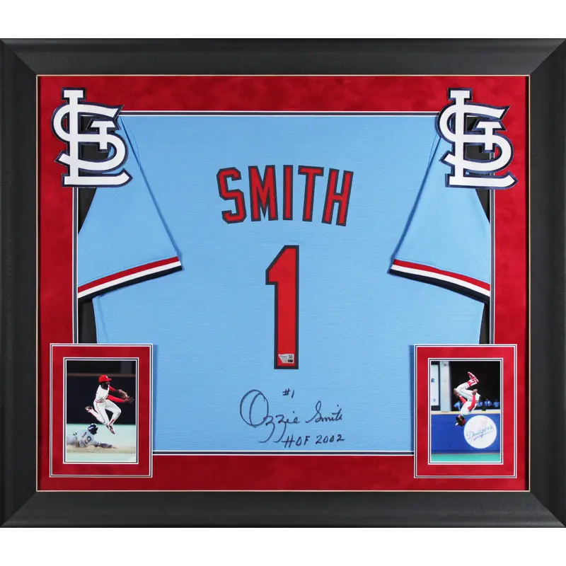 Cardinals Ozzie Smith Authentic Signed Light Blue Nike Framed Jersey Fanatics