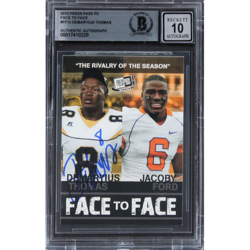 Georgia Tech Demaryius Thomas Signed 2010 Press Pass #FF13 Card Auto 10 BAS Slab