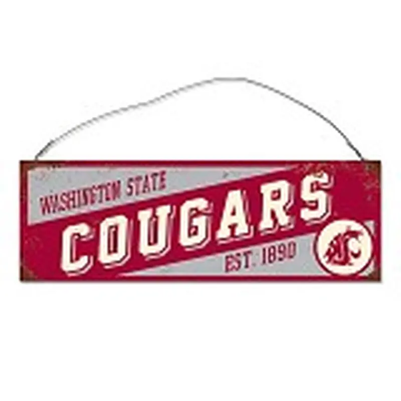 Washington State Cougars Crimson and Grey Small 12"x 4" Tin Sign