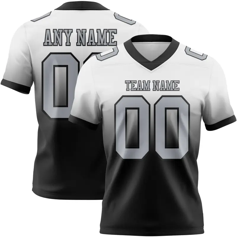 Custom White Gray-Black Mesh Authentic Fade Fashion Football Jersey
