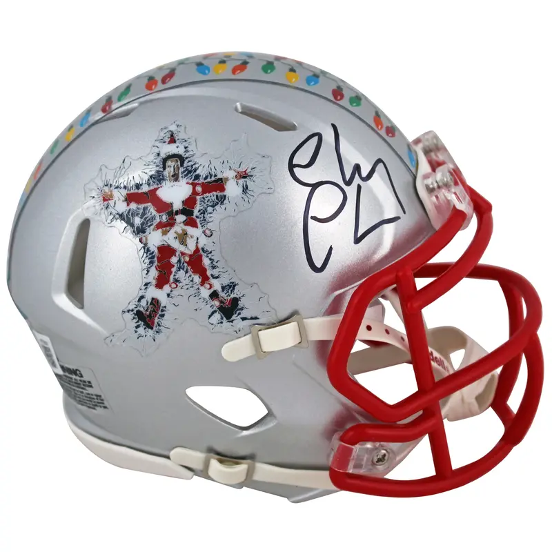 Chevy Chase Christmas Vacation Signed Silver Speed Mini Helmet BAS Wit #W772631