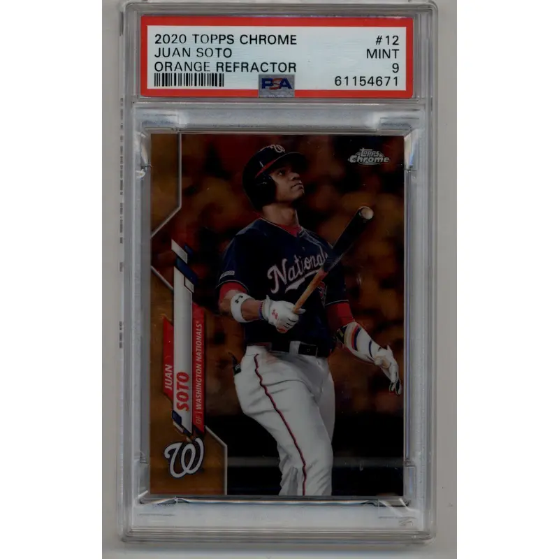Juan Soto 2020 Topps Chrome Orange Refractor 16/25 PSA 9 Mint