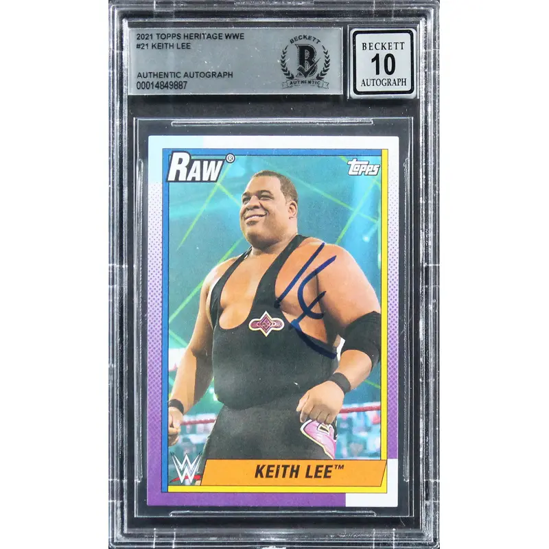 Keith Lee Authentic Signed 2021 Topps Heritage WWE #21 Card Auto 10! BAS Slabbed