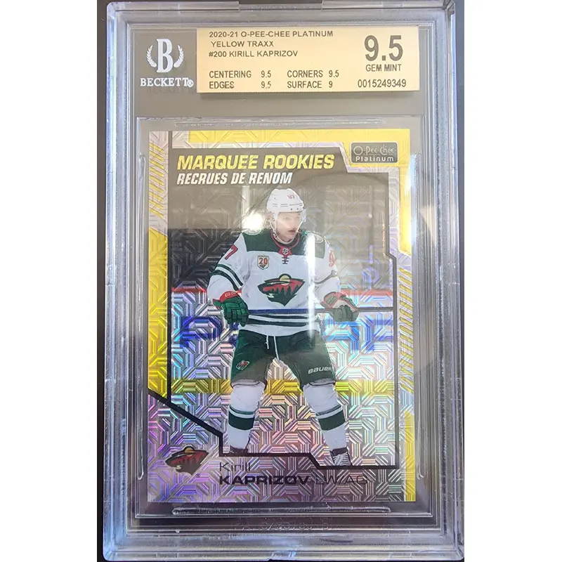 Kirill Kaprizov 2020 OPC Platinum Yellow Traxx #179/249 BGS 9.5 Gem Mint