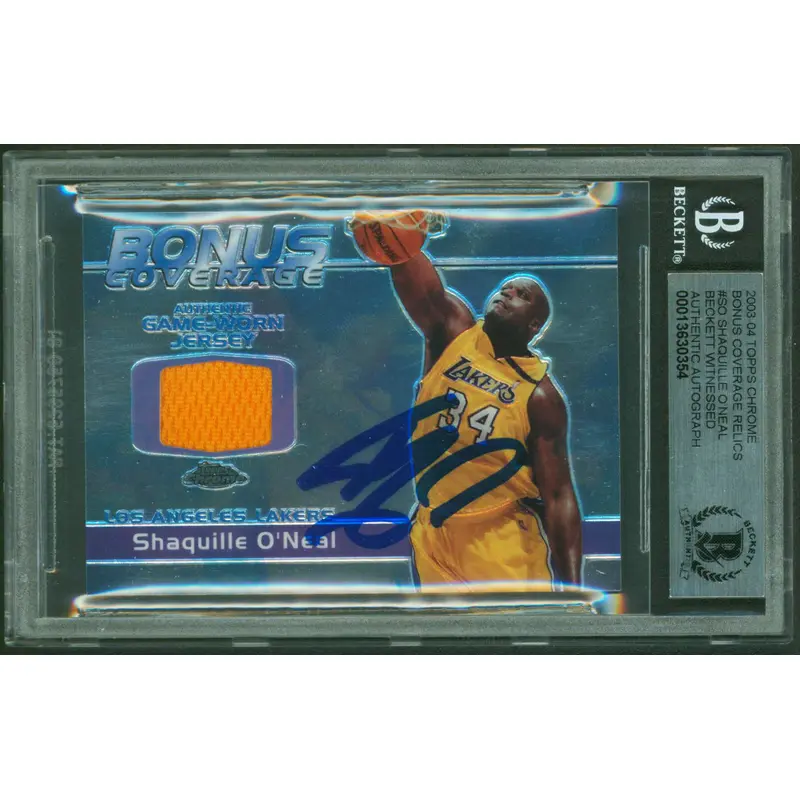 Shaquille O'Neal Signed 2003 Topps Chrome Bonus Relics #SO Card Auto 10 BAS Slab