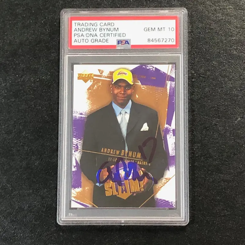 2005-06 Upper Deck Slam #99 Andrew Bynum Signed Card AUTO 10 PSA Slabbed Lakers