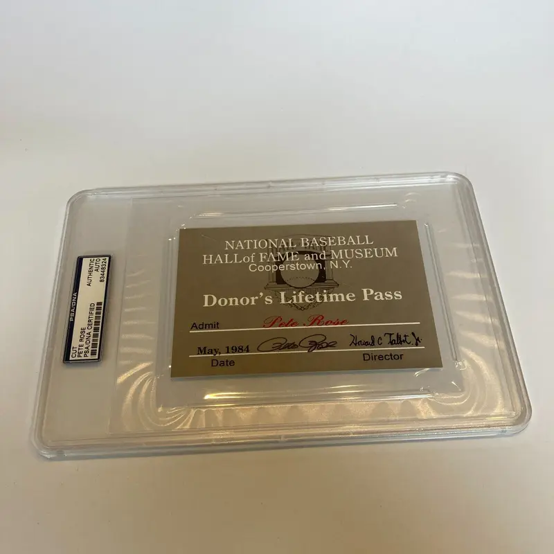 Rare Pete Rose Signed Baseball Hall Of Fame Lifetime Pass PSA DNA COA