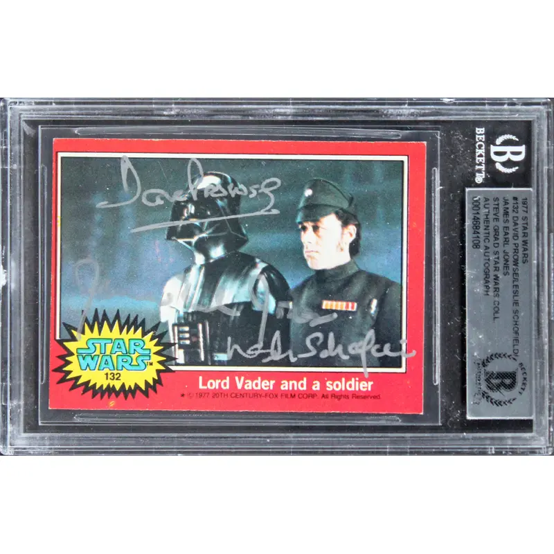 Star Wars (3) Prowse, Schofield & Jones Signed 1977 Star Wars #132 Card BAS Slab