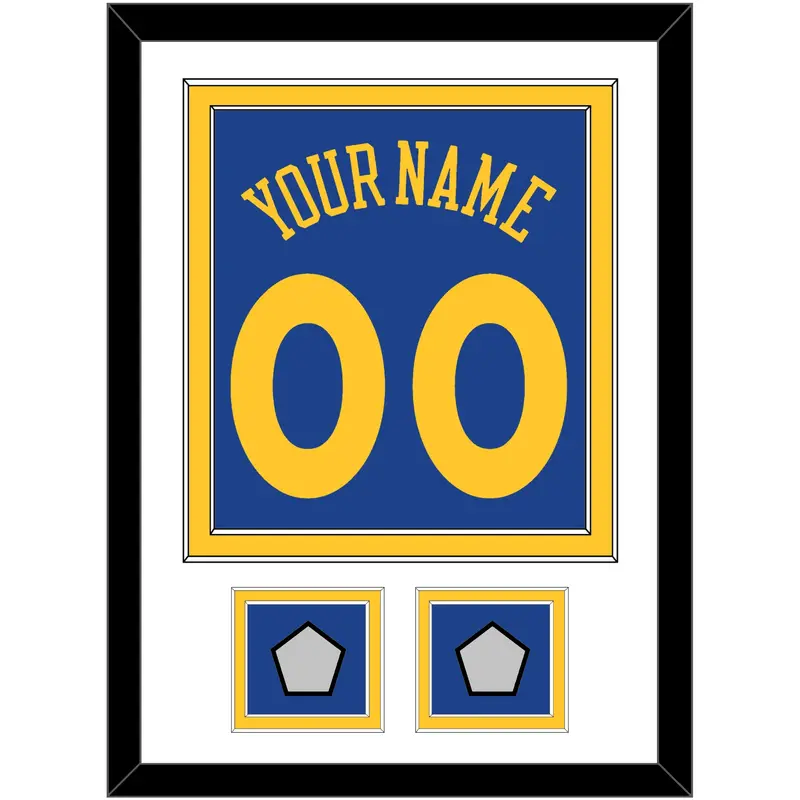 Golden State Name & Number With 2 Champions Patches - Road Blue (2010-2019) - Double Mat 1