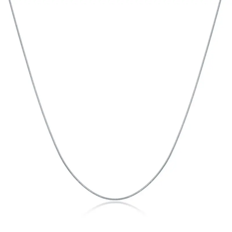 Sterling Silver 0.8mm Round Snake Rhodium Chain