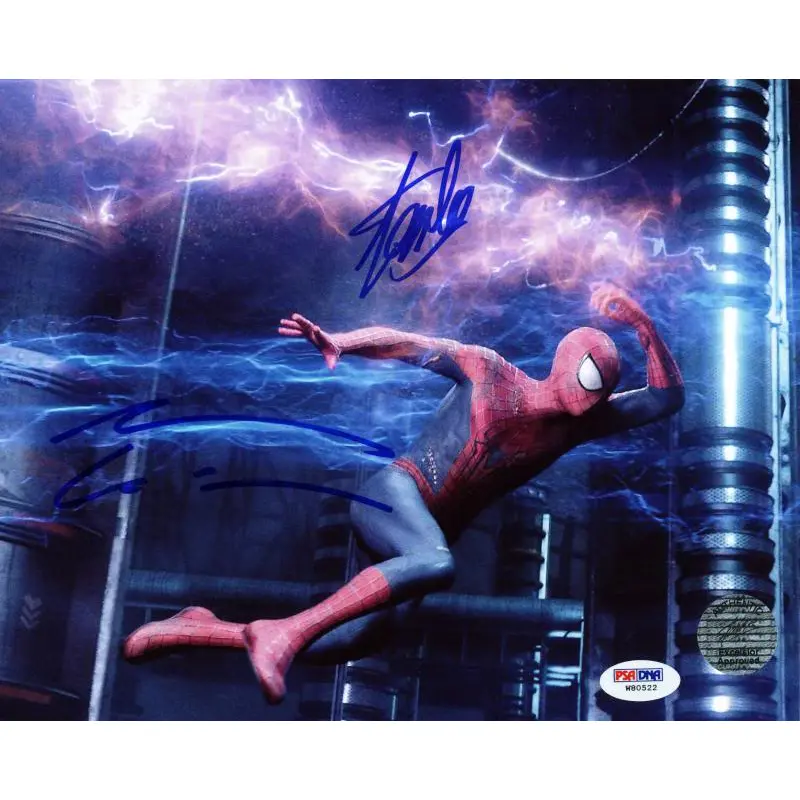Stan Lee & Andrew Garfield Spider-Man Signed Authentic 8X10 Photo PSA #W80522