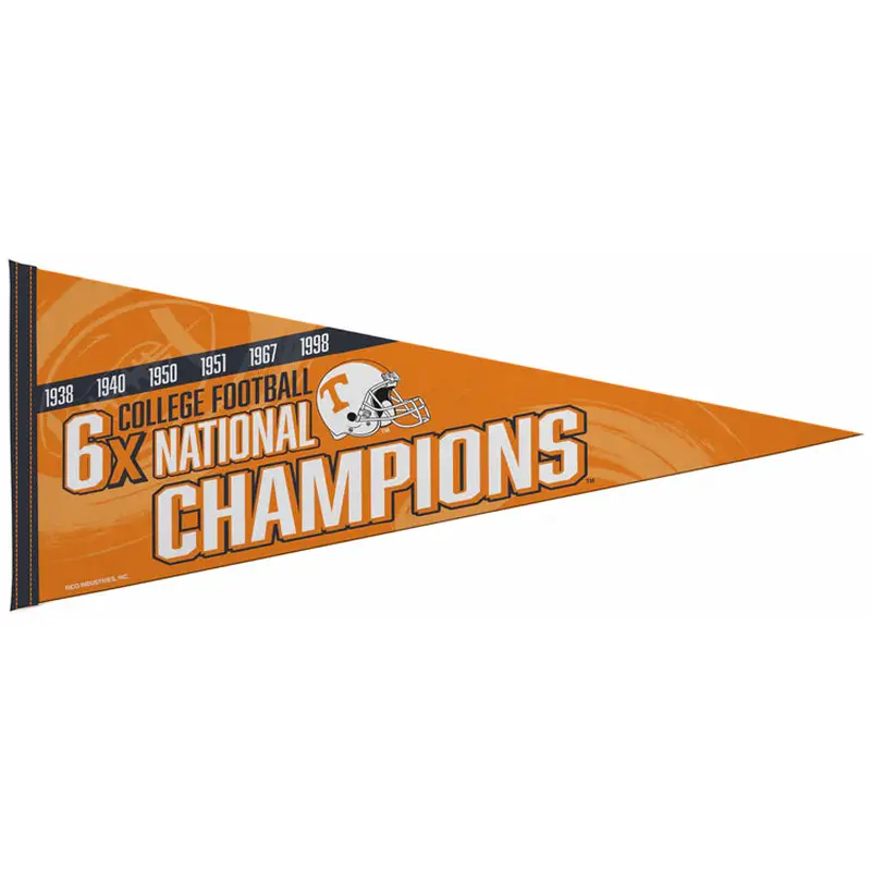 Tennessee Volunteers Football 6-Time NCAA National Champions Felt Pennant - Rico Inc.