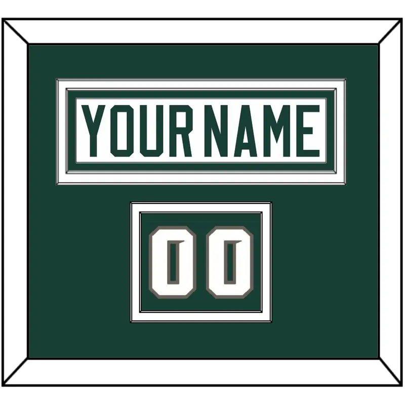 Michigan State Hockey Nameplate & Number (Shoulder) - Home White (2006-2007) - Double Mat 2