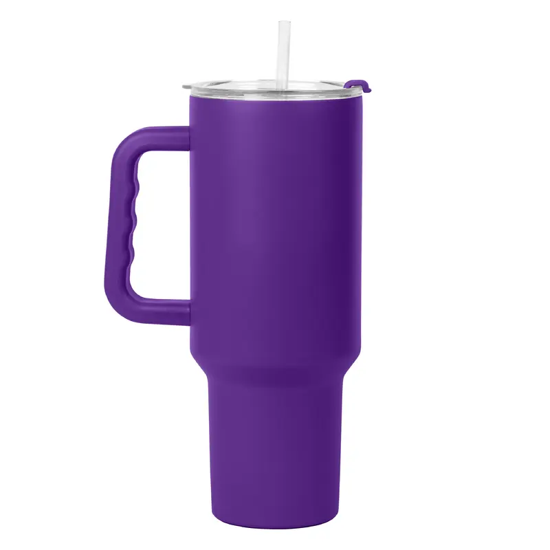 Plain Purple 40oz Powder Coat Tumbler w/ Color Handle