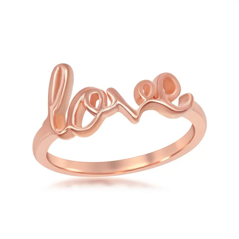 Sterling Silver Rose GP LOVE Ring