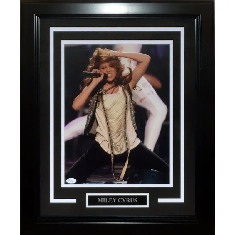 Miley Cyrus Autographed Music Deluxe Framed 11x14 Photo - JSA