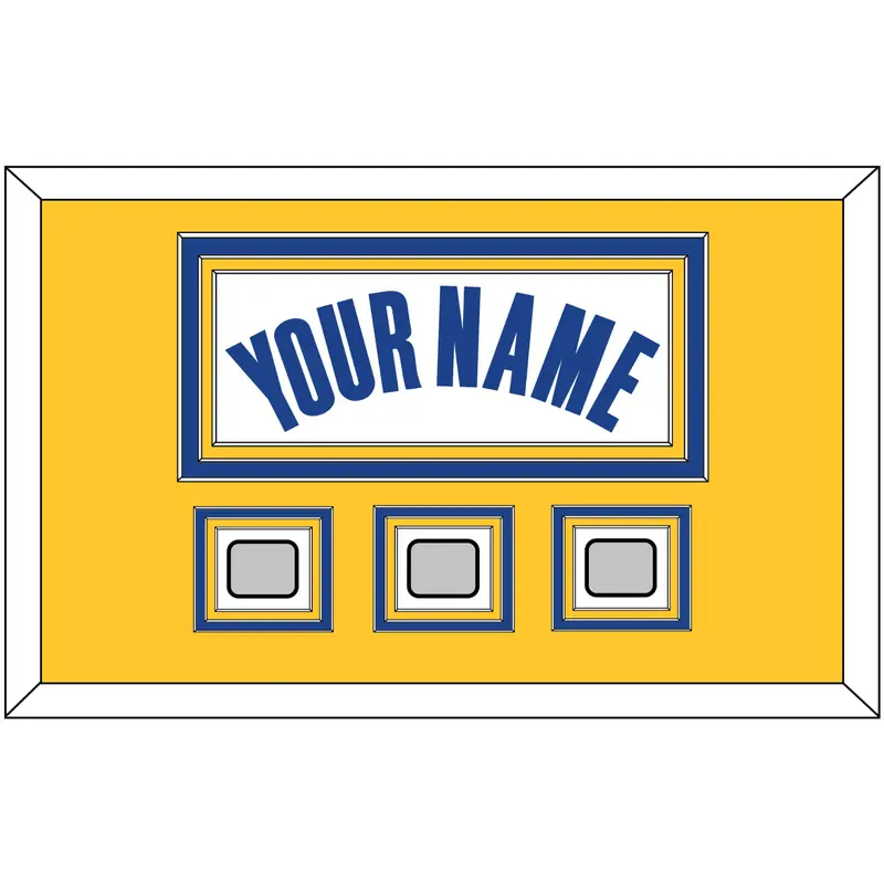 Golden State Name & 4 Finals Patches - White Association - Triple Mat 3