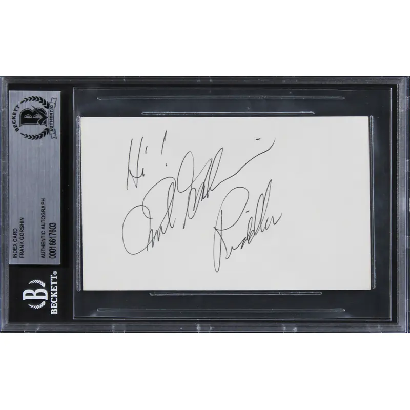 Frank Gorshin Batman "Hi!" Authentic Signed 3x5 Index Card BAS Slabbed