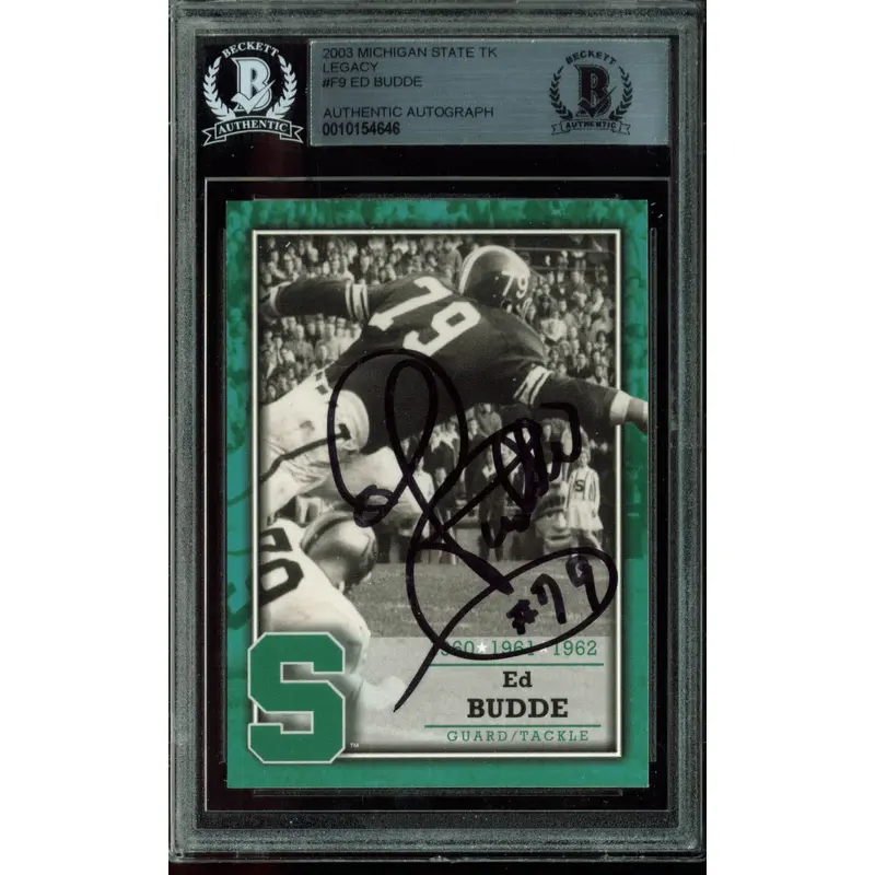 Michigan State Ed Budde Signed Card 2003 Michigan State TK Legacy #F9 BAS Slab