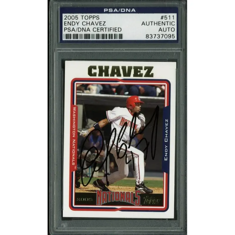 Nationals Endy Chavez Authentic Signed Card 2005 Topps #511 PSA/DNA Slabbed