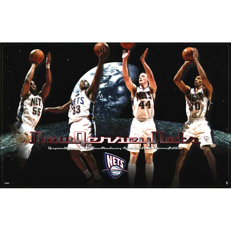 New Jersey Nets "All-World" Poster (Van Horn, Kittles, Marbury, Williams) - Costacos 1999