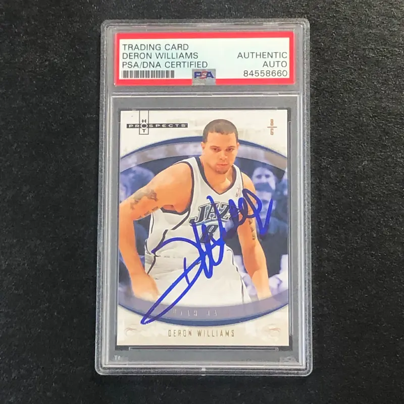 2007-08 Fleer Hot Prospects #50 Deron Williams Signed Card AUTO PSA Slabbed Jazz