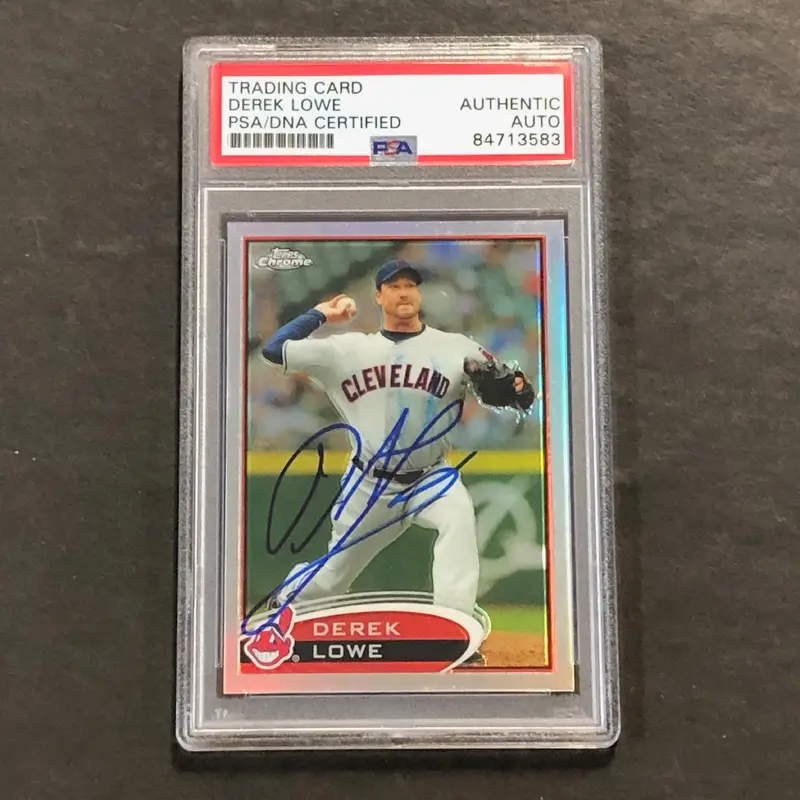 2012 Topps Chrome #217 Derek Lowe Signed Card PSA Slabbed Auto Cleveland