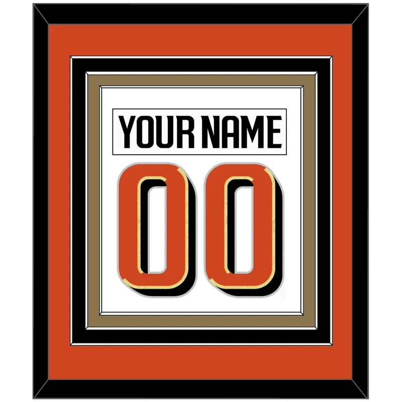 Anaheim Nameplate & Number (Back) Combined - Road White - Triple Mat 2