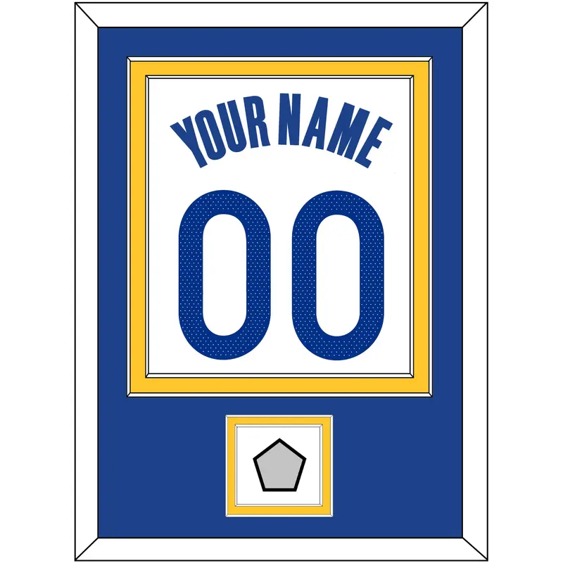 Golden State Name & Number With Champions Patch - White Association - Double Mat 2