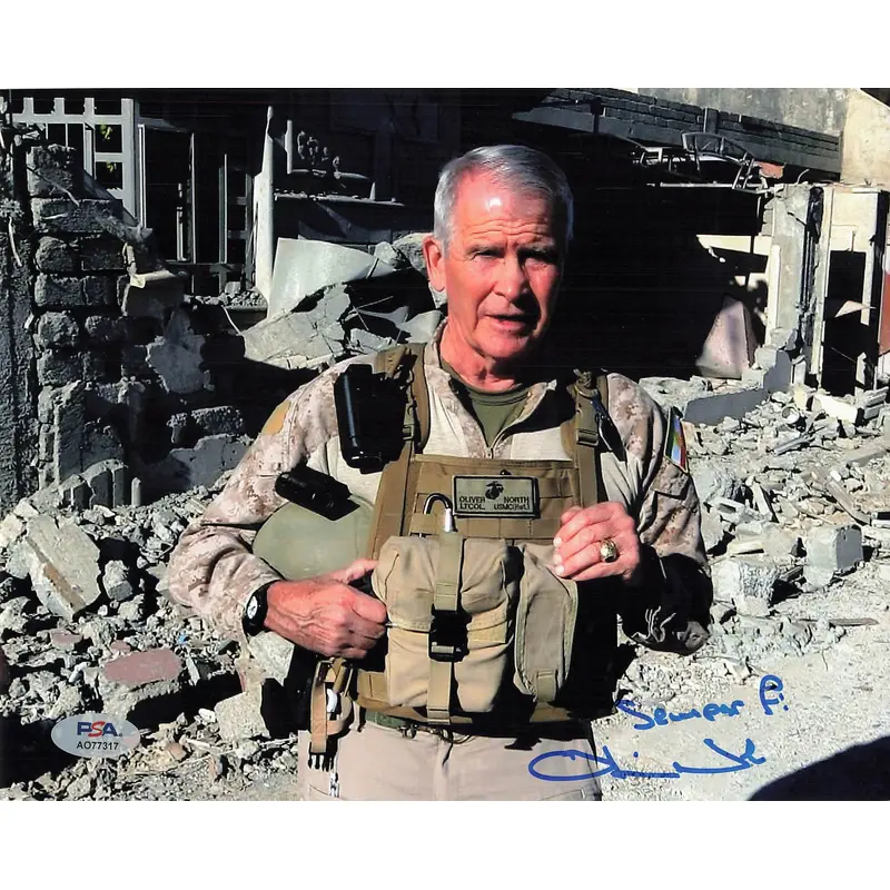 Oliver North signed 8x10 Photo PSA/DNA Autographed Author