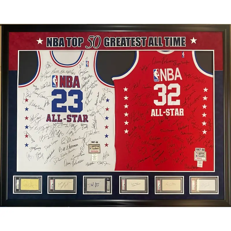Incredible NBA Top 50 Greatest Players Signed Jersey Display Michael Jordan JSA