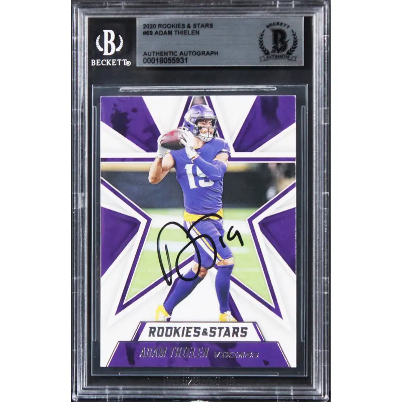 Vikings Adam Thielen Signed 2020 Rookies & Stars #69 Card BAS Slabbed 2