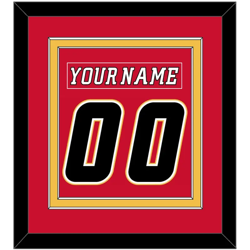 Calgary Nameplate & Number (Back) Combined - Home Red (2007-2017) - Double Mat 3
