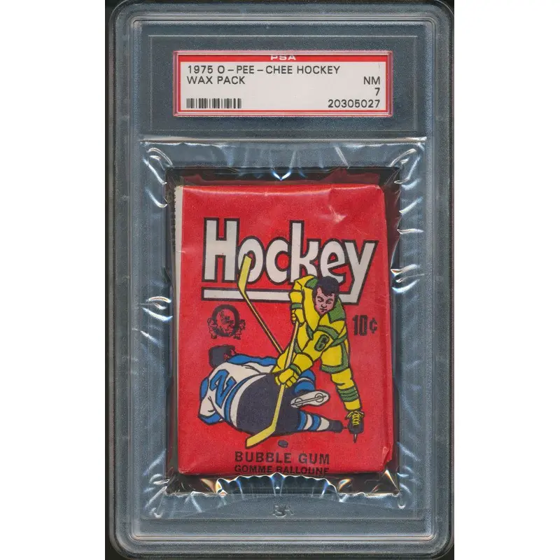 1975/76 OPC O-Pee-Chee Hockey Unopened Wax Pack PSA 7