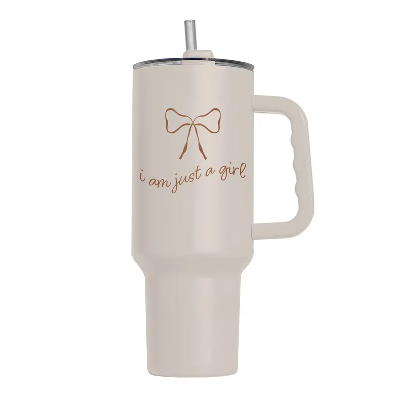 Just a Girl Neutral Bow 40oz Powder Coat Tumbler