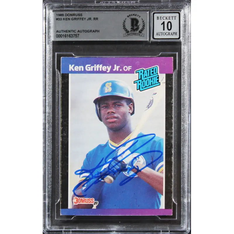 Mariners Ken Griffey Jr. Signed 1989 Donruss #33 Rookie Card Auto 10! BAS Slab 3