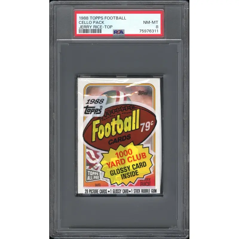 1988 Topps Football Cello Pack Jerry Rice on Top PSA 8 Nm-Mint
