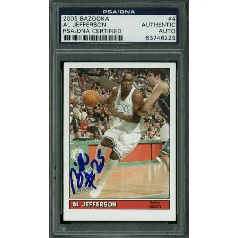 Celtics Al Jefferson Authentic Signed Card 2005 Bazooka #4 PSA/DNA Slabbed
