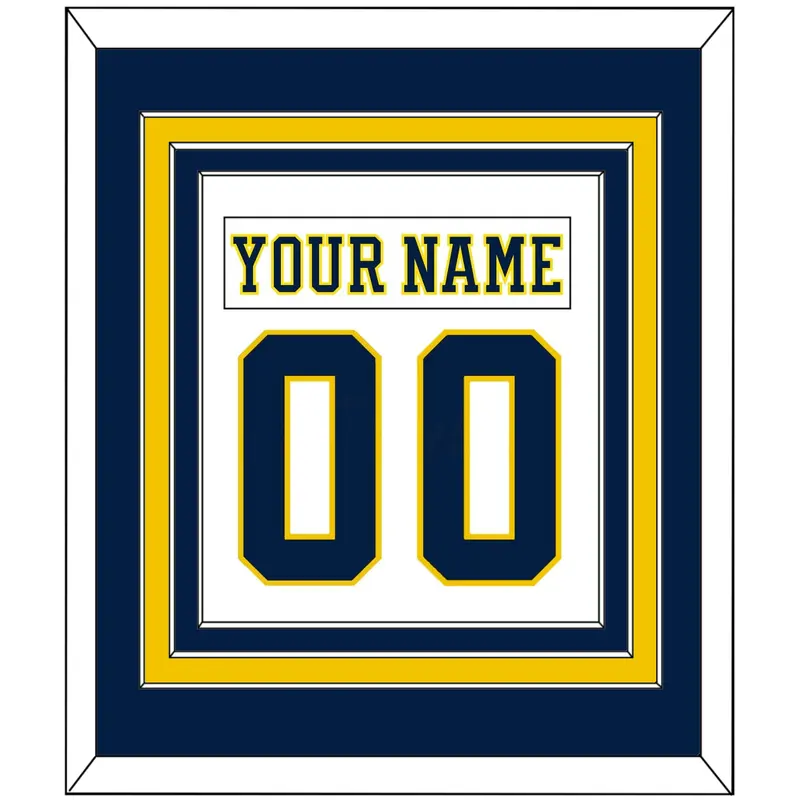 Michigan Hockey Nameplate & Number (Back) Combined - Home White (2019-2020) - Triple Mat 2