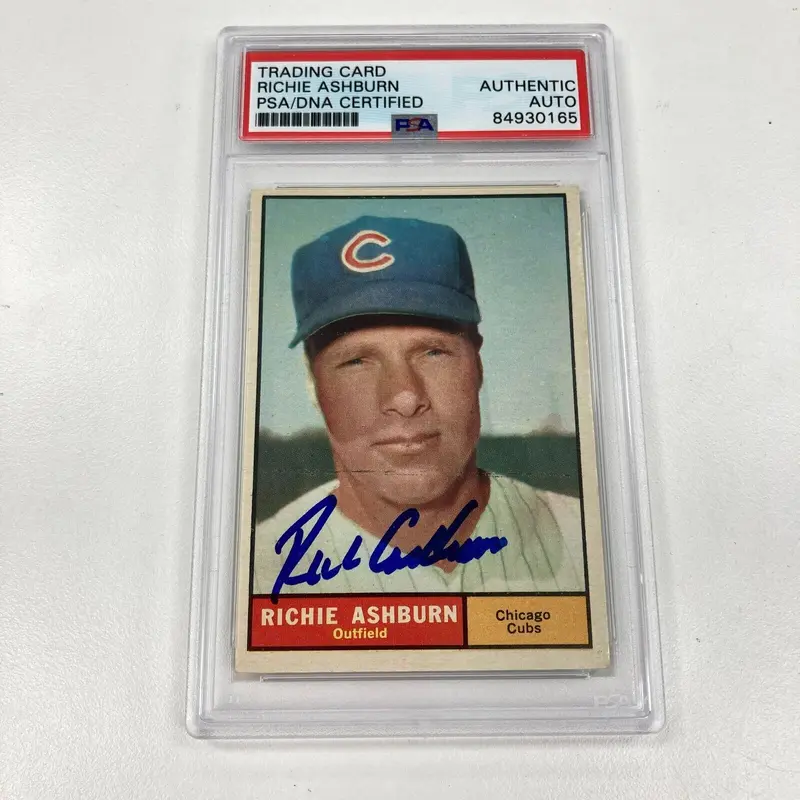 1961 Topps Richie Ashburn Signed Auto Baseball Card PSA DNA