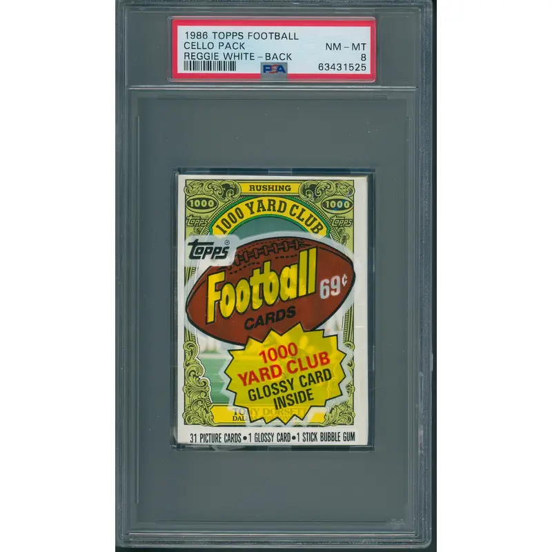 1986 Topps Football Unopened Cello Pack PSA 8 White Back *1525