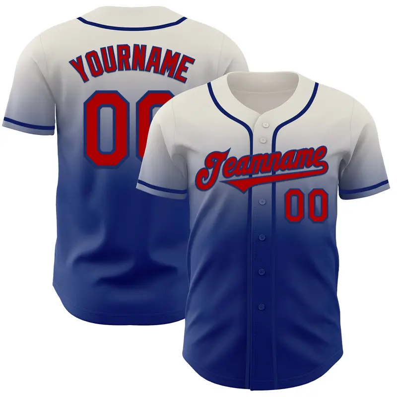 Custom Cream Red-Royal Authentic Fade Fashion Baseball Jersey