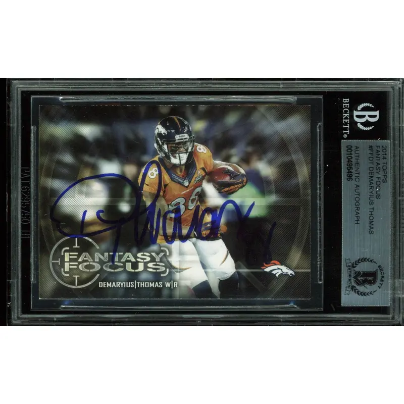 Broncos Demaryius Thomas Signed 2014 Topps Fantasy Focus #FFDT Card BAS Slabbed