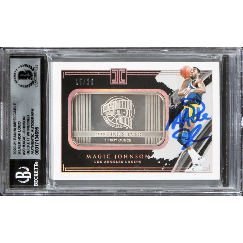 Magic Johnson Signed 2020 Panini Impeccable Silver #15/20 Card Auto 10! BAS Slab