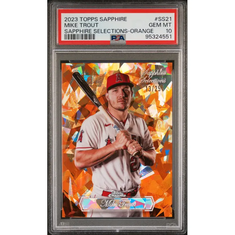 Mike Trout 2023 Topps Sapphire Selections Orange #13/25 PSA 10 Gem Mint