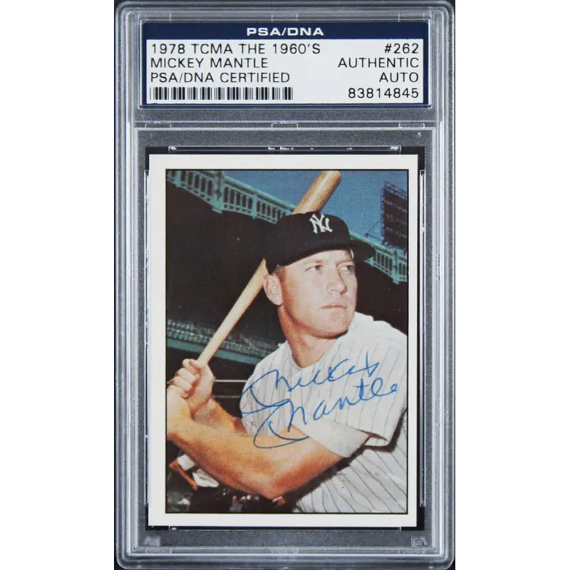 Yankees Mickey Mantle Signed 1978 TCMA The 1960's #262 Card PSA/DNA Slabbed