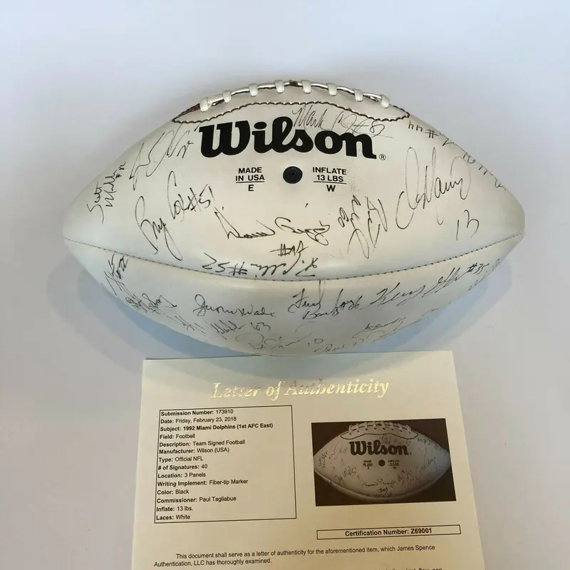 1992 Miami Dolphins Signed Football 40 Sigs Dan Marino Don Shula JSA COA