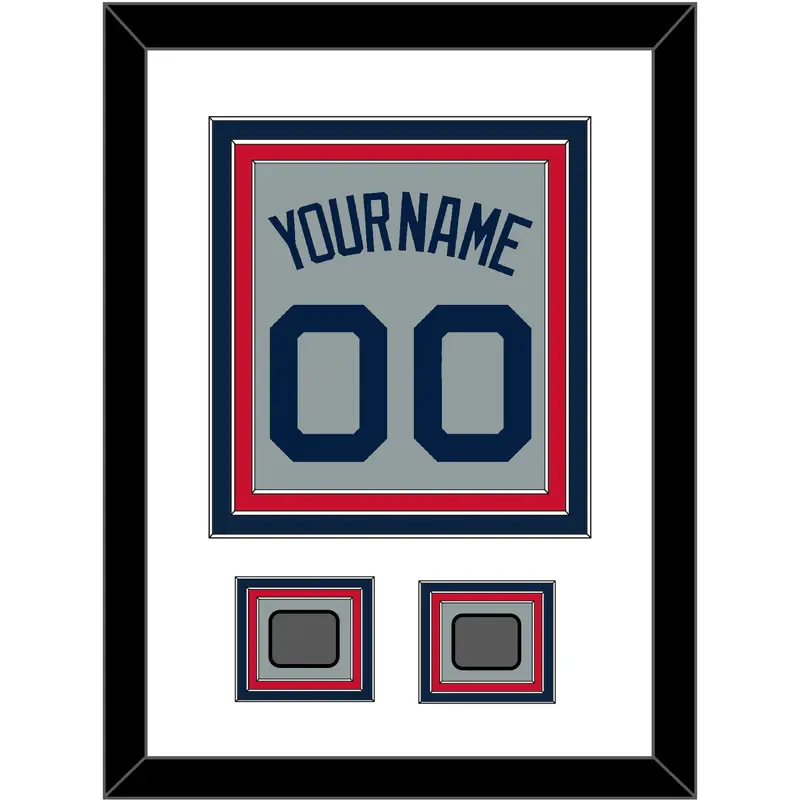 Boston Name, Number & Two World Series Jersey Patches - Road Gray (2009-2013) - Triple Mat 1